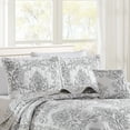 thumbnail image 1 of Home Soft Things 4-Piece Reversible Damask Embroidery Bedspread Set, White, Oversized Queen 110"x120", 1 of 5