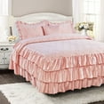 thumbnail image 1 of Home Soft Things 4 Piece Ruffle Matte Satin Bedspread Set - Pink - Queen (60" x 80" + 24"), 1 of 7