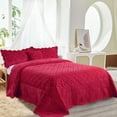 thumbnail image 1 of Home Soft Things 4 Piece Tatami Quilted Faux Fur Bedspread - Tango Red - Oversize King (120" x 120"), 1 of 7