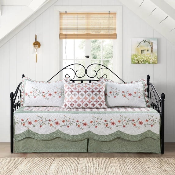 Home Soft Things 5 Piece Embroidered Daybed Cover Set - Luna - 75"x39"