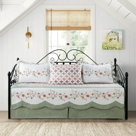 Home Soft Things 5 Piece Embroidered Daybed Bedspread Set - Luna - 75"x39"