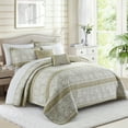 thumbnail image 1 of Home Soft Things 5 Piece Printed Microfiber Quilts Bedspread Set - Emma - Taupe - Oversize (122" x 106"), 1 of 8