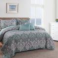 thumbnail image 1 of Home Soft Things 5 Piece Printed Microfiber Quilts Set - Kingston Damask-Oversize (122" x 106"), 1 of 11