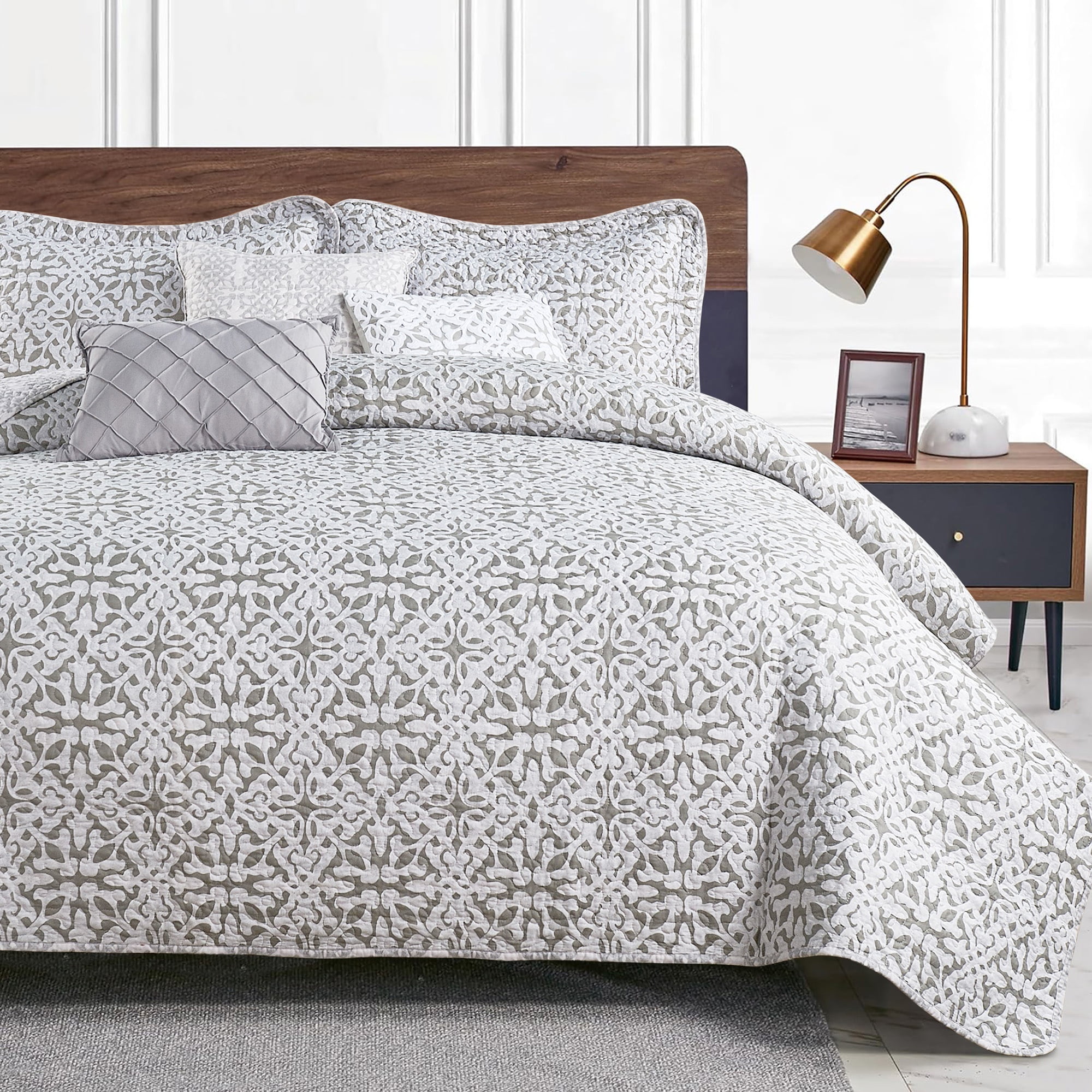 Set Copriletto 7 Pezzi Home Soft Things 'Serenta' - King, Stampa Monroe Blu, Microfibra - 2
