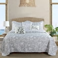 thumbnail image 1 of Home Soft Things 6 Piece Birdsong Printed Quilt Bedspread Set - Grey - King (102"x90"), 1 of 12