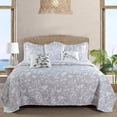 thumbnail image 1 of Home Soft Things 6 Piece Birdsong Printed Quilt Bedspread Set - Grey - Queen (90"x90"), 1 of 12