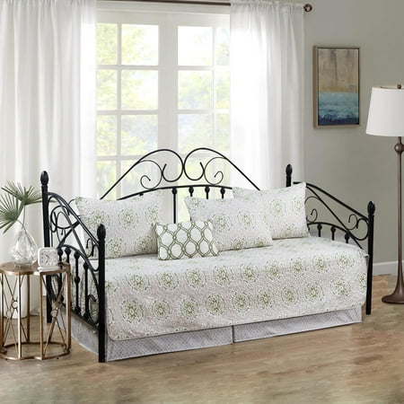 Home Soft Things 6-Piece Reversible Quilted Daybed Set w/ Bedskirt, Shams & Pillow - Bloom Medallion, 75"x39"