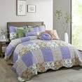 thumbnail image 1 of Home Soft Things 8-Piece Floral Plaid Patchwork Bedspread Set, Reversible & Soft - Pink - King (118" x 106"), 1 of 8
