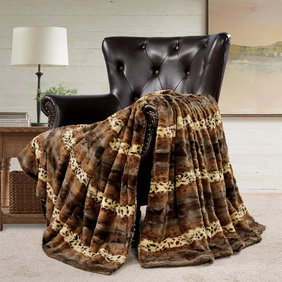Home Soft Things Animal Double Sided Faux Fur Throw - Brushed Leopard - 50" x 60"