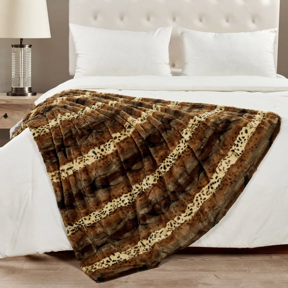 Home Soft Things Animal Double Sided Faux Fur Throw - Brushed Leopard - 50" x 60"