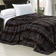 Home Soft Things Animal Print Flannel Fleece Blanket - Chocolate White Snake - Queen (90" x 90")