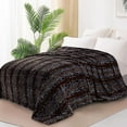 thumbnail image 1 of Home Soft Things Animal Print Flannel Fleece Blanket - Chocolate White Snake - Queen (90" x 90"), 1 of 3