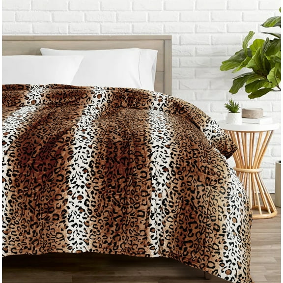 Home Soft Things Animal Print Flannel Fleece Blanket - ST Leopard - Queen (90" x 90")
