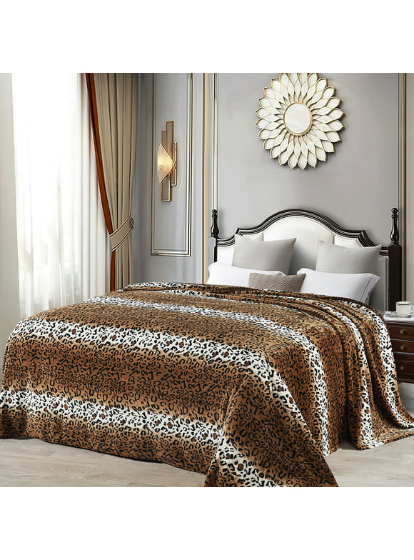 Home Soft Things Animal Print Flannel Fleece Blanket - ST Leopard - Queen (90" x 90")
