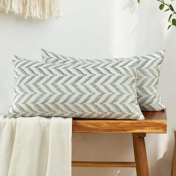 Home Soft Things Arusha Jacquard Chenille 2 Piece Throw Pillow Cover Set - Light Blue - 14" x 26"