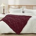 thumbnail image 1 of Home Soft Things Ashley Brushed Faux Fur Throw Blanket with Sherpa Back Soft Cozy Fluffy Fluzzy Lightweight Throw - Burgundy - 50" x 60", 1 of 7