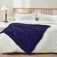 thumbnail image 1 of Home Soft Things Ashley Brushed Faux Fur Throw Blanket with Sherpa Back Soft Cozy Fluffy Fluzzy Lightweight Throw - Navy Blue - 50" x 60", 1 of 8