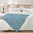 thumbnail image 1 of Home Soft Things Ashley Brushed Faux Fur Throw Blanket with Sherpa Back Soft Cozy Fluffy Fluzzy Lightweight Throw - Silver Blue - 60" x 80" Jumbo, 1 of 7
