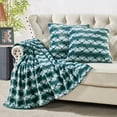 thumbnail image 1 of Home Soft Things Ballys Faux-fur Throw & Throw Pillow Cover Combo - Deep Teal - 50" x 60"/20" x 20", 1 of 9
