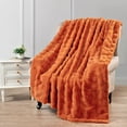 thumbnail image 1 of Home Soft Things Brick Textured Faux Fur Throw Blanket with Micromink Back, Luxury Soft Cozy Fluffy Fluzzy Plush Throw, 60x70 inches, Burnt Orange, 1 of 7