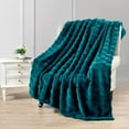 thumbnail image 1 of Home Soft Things Brick Textured Faux Fur Throw Blanket with Micromink Back, Luxury Soft Cozy Fluffy Fluzzy Plush Throw, 60x70 inches, Teal, 1 of 7