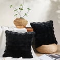 thumbnail image 1 of Home Soft Things Bubble Textured Faux Fur Pillow Covers, Set of 2, 20"x20", Black, 1 of 8