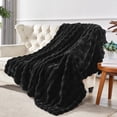 thumbnail image 1 of Home Soft Things Bubble Textured Faux Fur Throw Blanket, Cozy & Reversible, 60x70", Black, 1 of 7