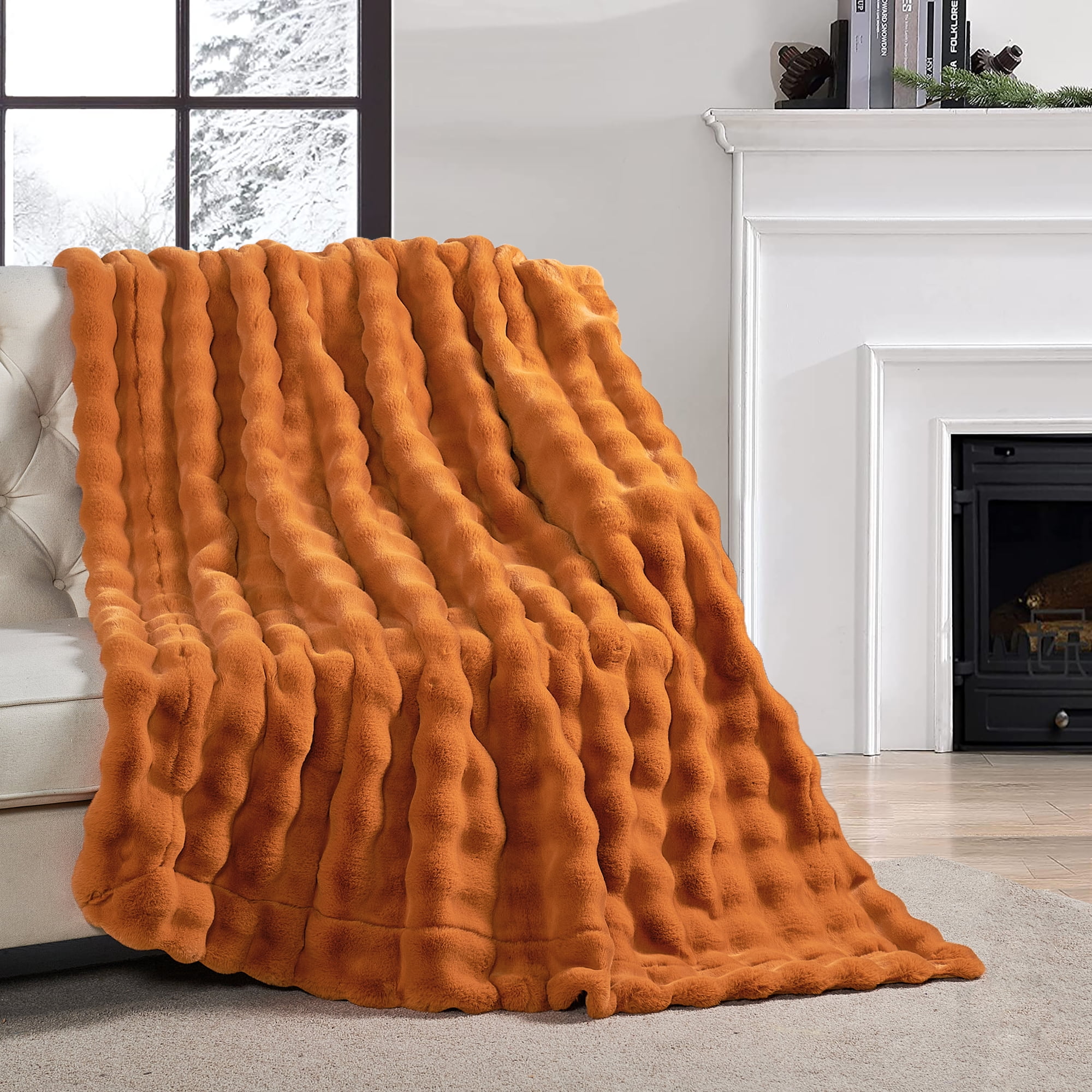 Orange fur throw sales