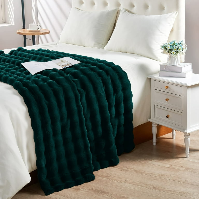 Home Soft Things Bubble Textured Faux Fur Throw Blanket Luxury Soft Cozy Plush Fluffy Fuzzy Reversible Thick Warm Throw Blanket 50x60 inches Teal Walmart