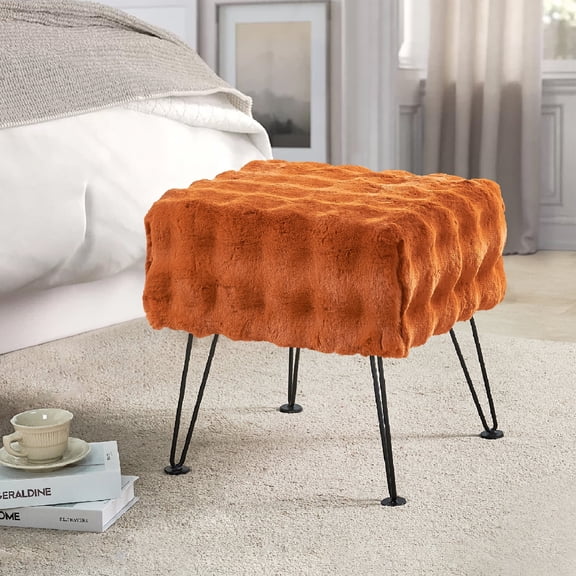 Home Soft Things Bubble Textured Stool Ottoman - Burnt Orange - 17'' x 17'' x 17''