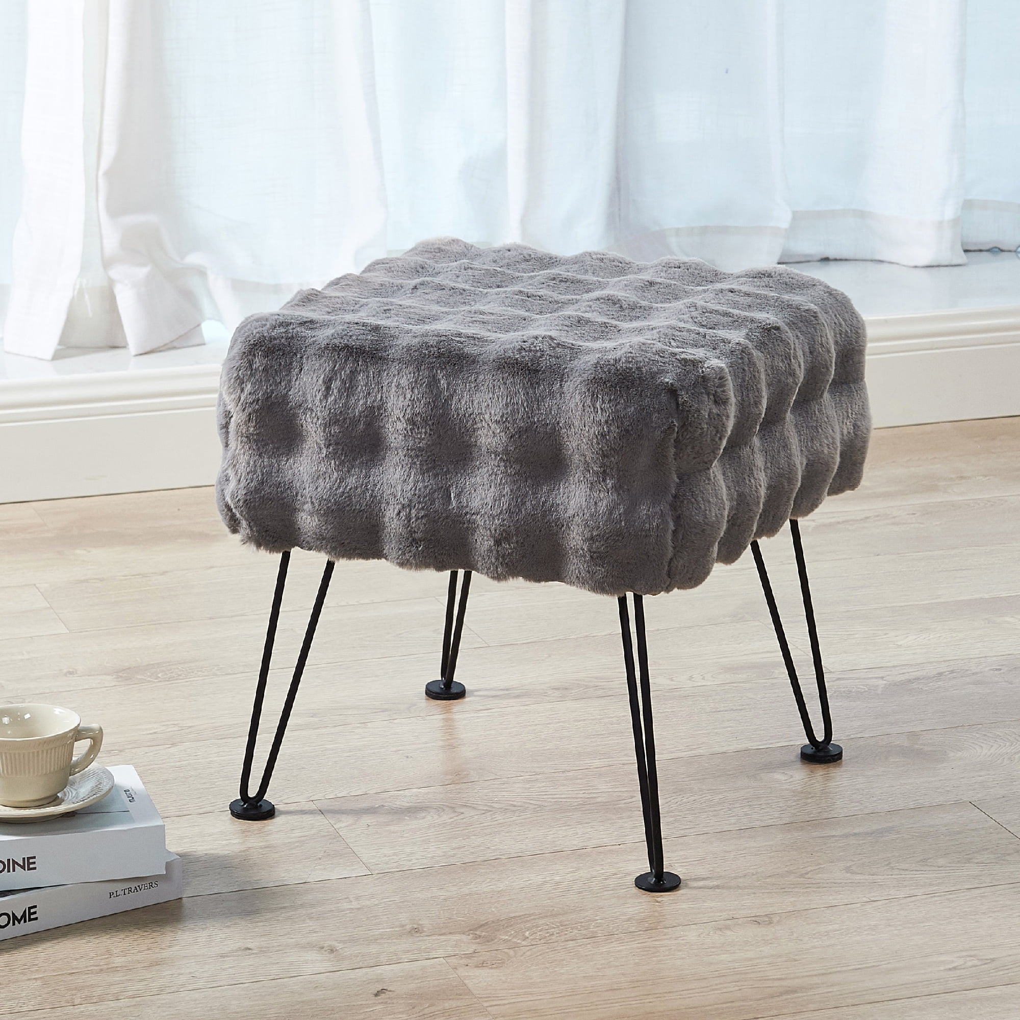 Home Soft Things Bubble Textured Stool Ottoman - Grey - 17'' x 17'' x 17''