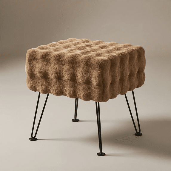 Home Soft Things Bubble Textured Stool Ottoman - Taupe - 17'' x 17'' x 17''