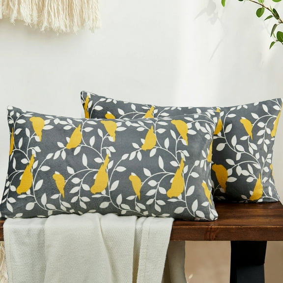 Home Soft Things Canary 2 Piece Throw Pillow Cover - Gray/Lemon - 14" x 26"