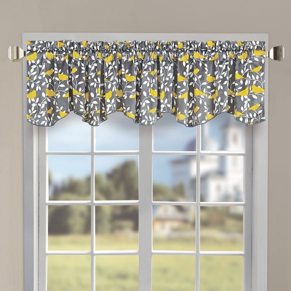 Home Soft Things Canary Microplush Valance - 1 Pc - Grey/Lemon - 60"x19"