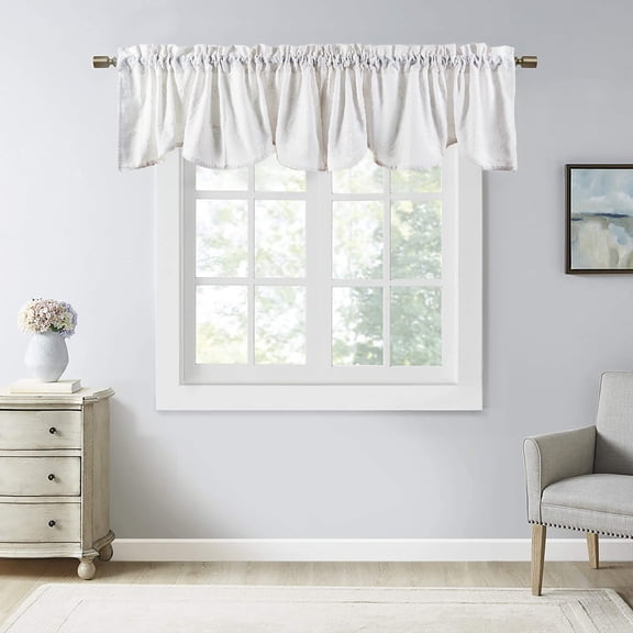 Home Soft Things Chain Embroidery Valance 2 Piece Set - White - 60x19"