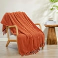 thumbnail image 1 of Home Soft Things Chain Tweed Throw Blanket, Reversible Lightweight Super Soft Cozy Throw Blanket, 50x60 inches, Burnt Orange, 1 of 10