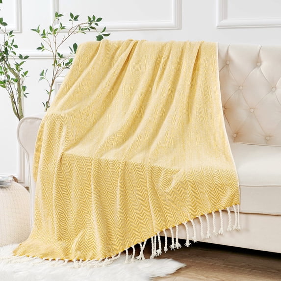 Home Soft Things Chevron Knit Throw- Honey Gold- 50"x60"