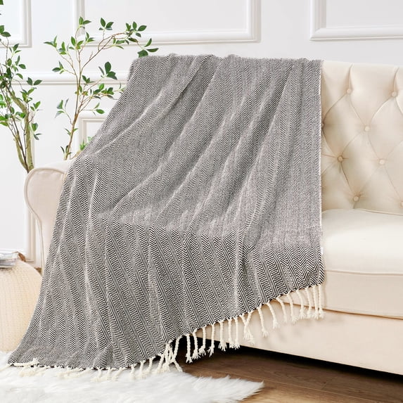 Home Soft Things Chevron Knit Throw- Seal Brown- 50"x60"