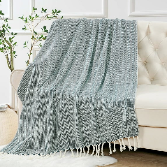 Home Soft Things Chevron Knit Throw- Teal- 50"x60"