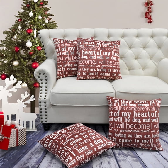 Home Soft Things Christmas Throw Pillow Cover 4 Piece Set - My Heart - 20" x 20"