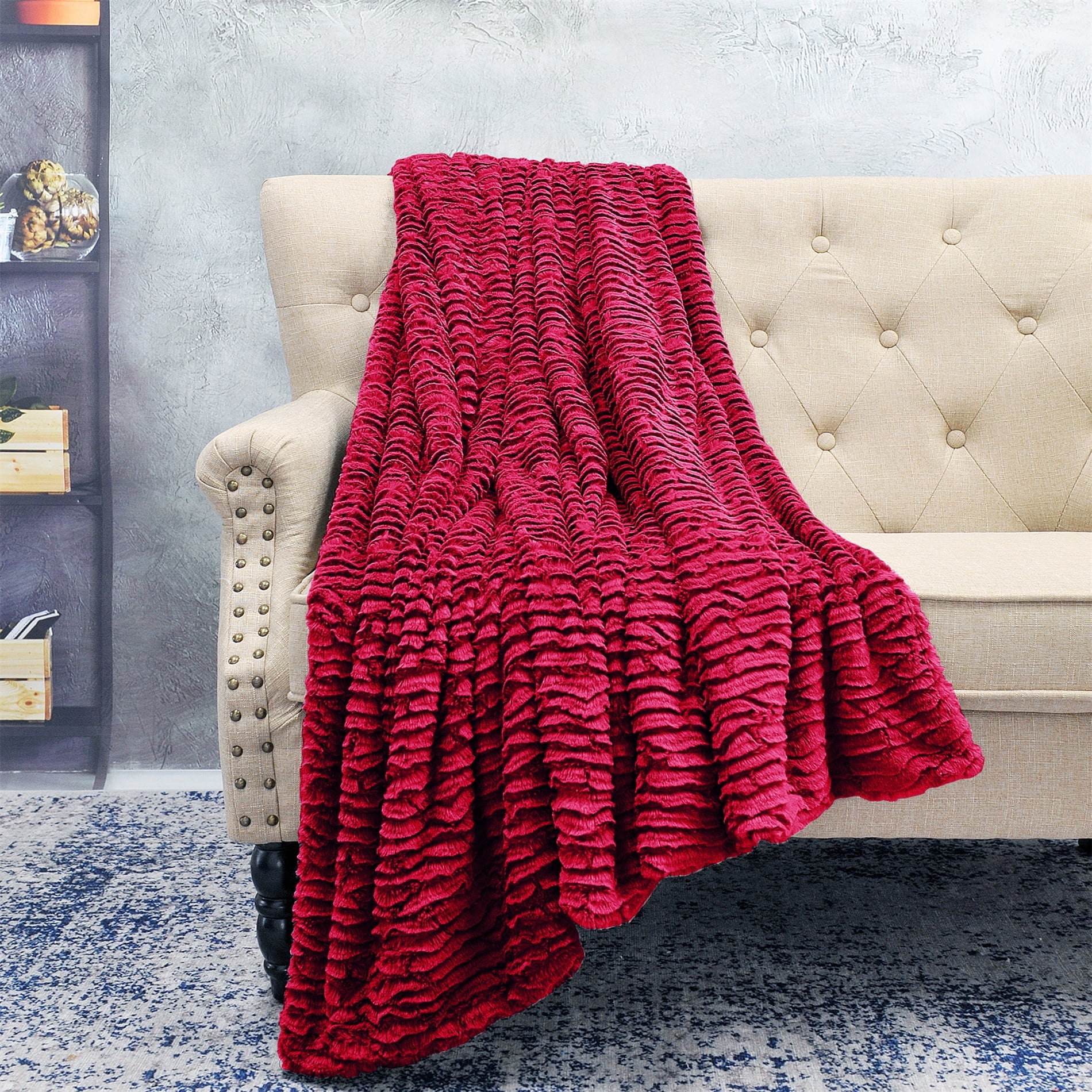 Burgundy fur throw new arrivals
