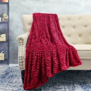 Home Soft Things Colleen Air Brushed Faux Fur Throw - Burgundy - 60" x 70"