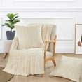 thumbnail image 1 of Home Soft Things Plush Faux Fur Throw & 2 Pillow Covers Set - Antique White - 50"x60"/18"x18", 1 of 9