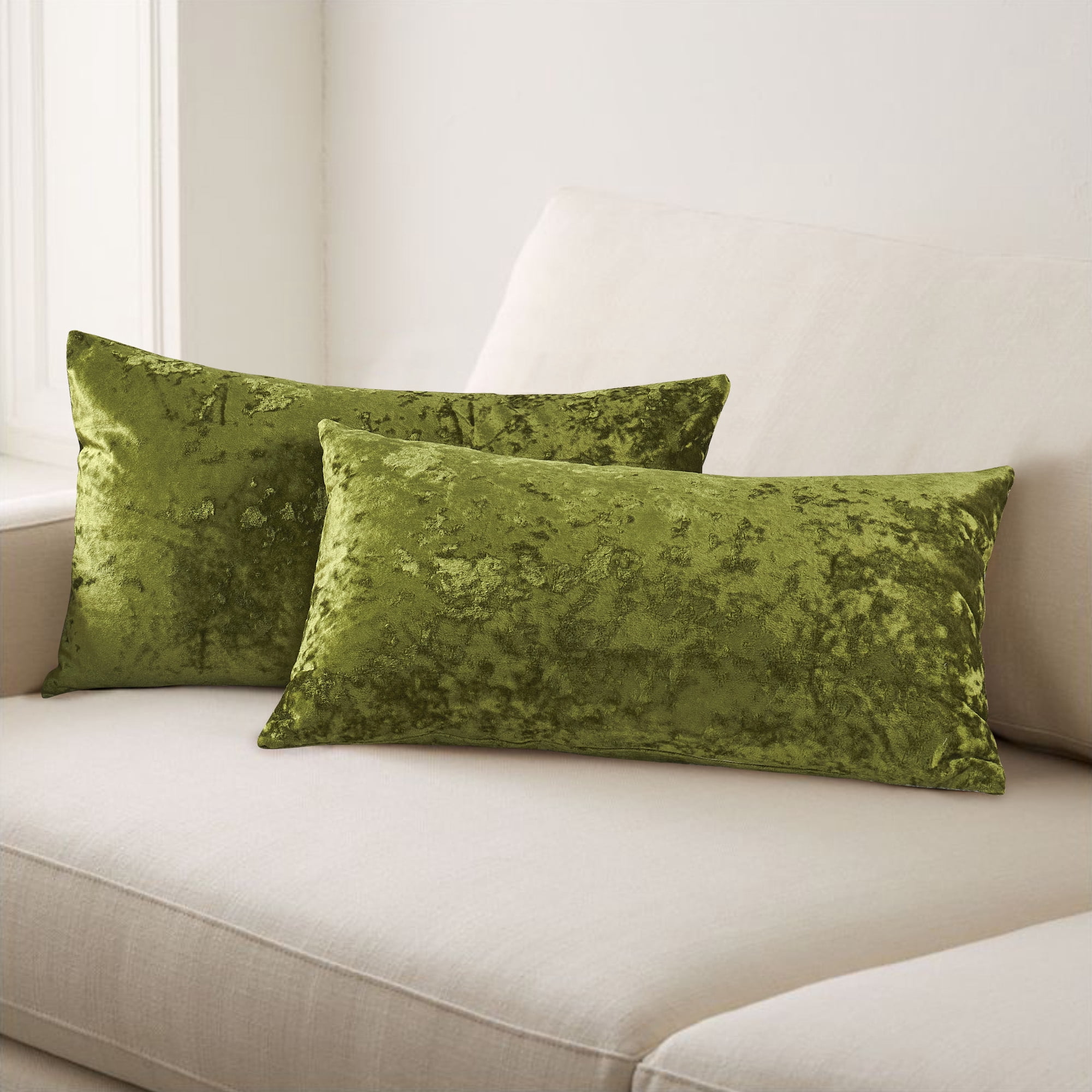 Home Soft Things Crushed Velvet 2 Piece Throw Pillow Cover Set - Avocado - 14" x 26"