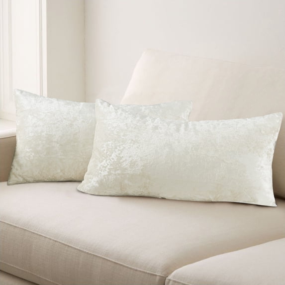Home Soft Things Crushed Velvet 2 Piece Throw Pillow Cover Set - Gardenia - 14" x 26"
