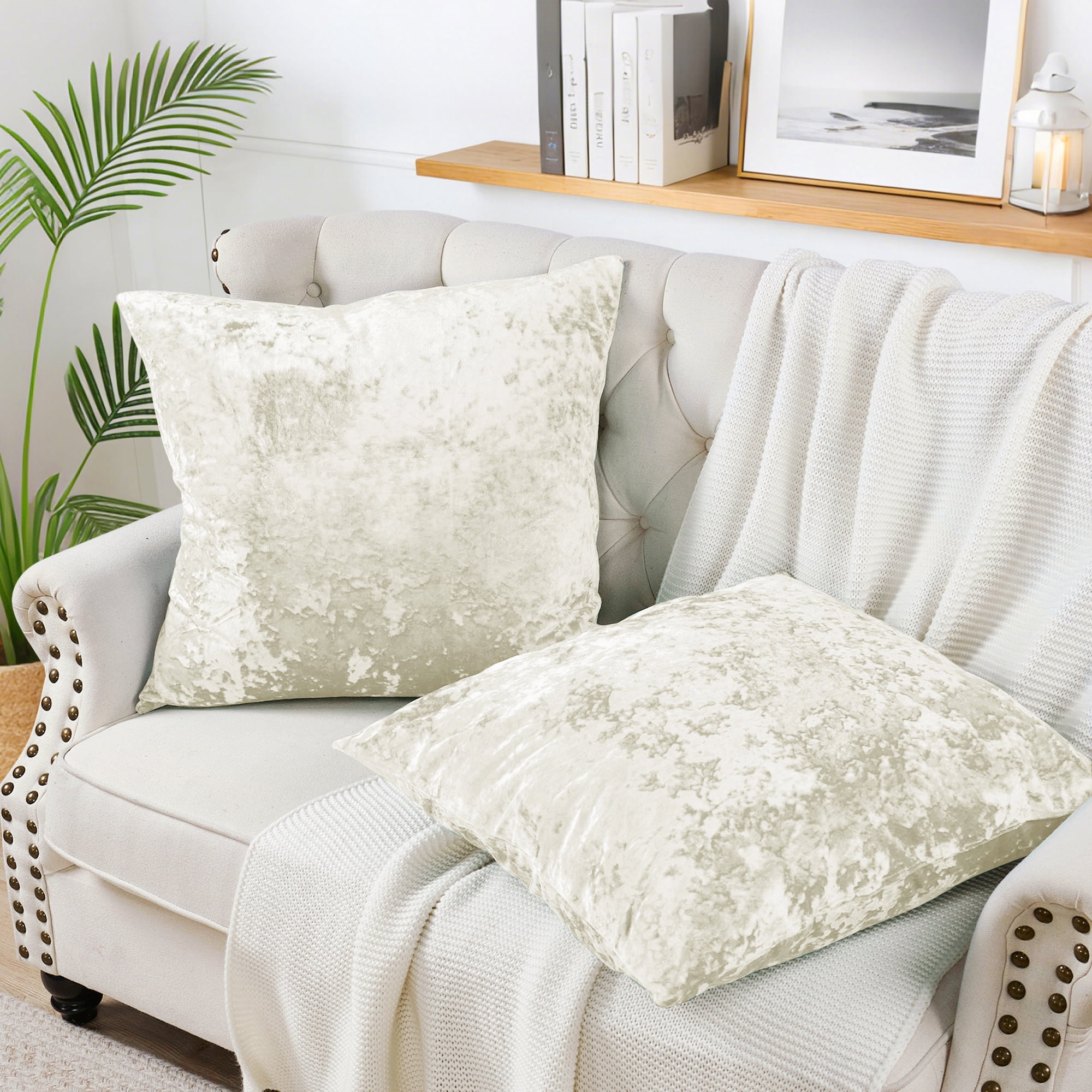 Home Soft Things Crushed Velvet 2 Piece Throw Pillow Cover Set - Gardenia - 26" x 26"