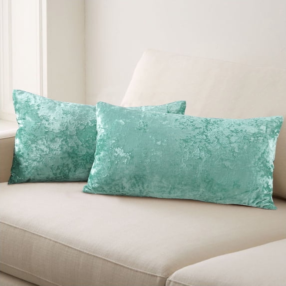 Home Soft Things Crushed Velvet 2 Piece Throw Pillow Cover Set - North Sea - 14" x 26"