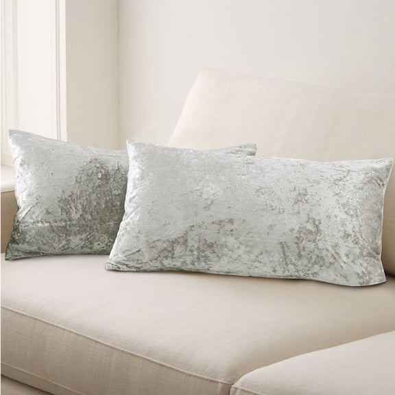 Home Soft Things Crushed Velvet 2 Piece Throw Pillow Cover Set - Silver - 14" x 26"