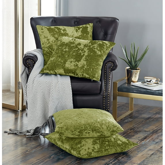 Home Soft Things Crushed Velvet 4 Piece Throw Pillow Cover Set - Avocado - 20" x 20"
