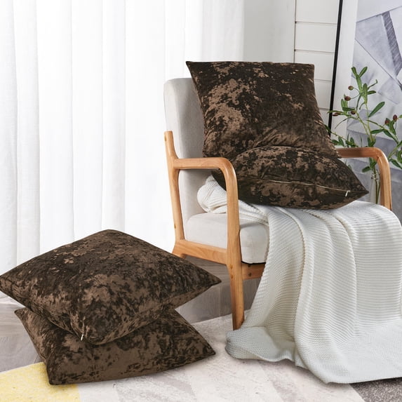 Home Soft Things Crushed Velvet 4 Piece Throw Pillow Cover Set - Carafe - 20" x 20"